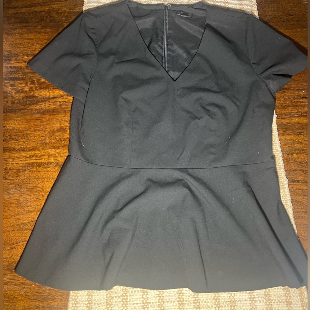Ann Taylor Black V Neck Peplum with back zipper closure